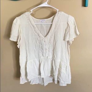 Slightly cropped cream blouse, size L